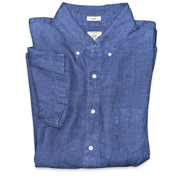 J. Crew Other - J. Crew Baird McNutt Irish Linen Short Sleeve Shirt Navy